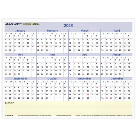 UPC: 0038576796034 | AT-A-GLANCE QuickNotes 2023 RY Erasable Monthly Yearly Wall Calendar  Reversible  Medium  16  x 12