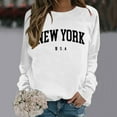 thumbnail image 2 of Shadoumai New York Sweatshirt For Women Crewneck Usa Print Shirts Long Sleeve Pullover Fall Winter Tops Loose Fit Shirts, 2 of 6