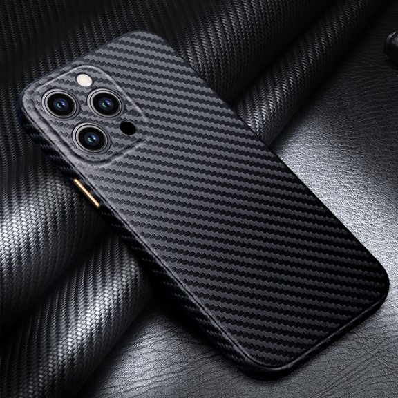 iPhone 14 Pro Max 6.7" Case With Wireless Charging Classic Luxury Carbon Fiber Leather Hybrid Shockproof Ultra Thin Protective Cover Case iPhone 14 Pro Max, Black