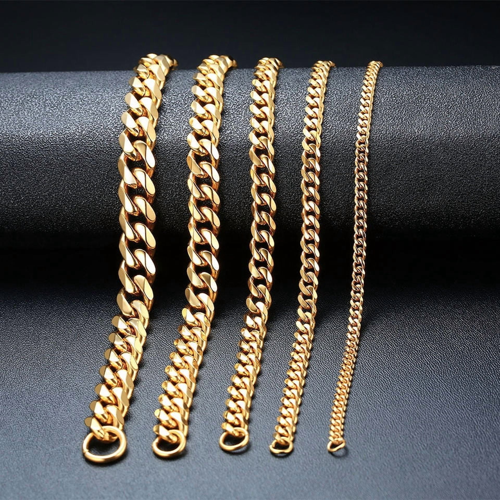 Lordgold Mens Simple 9mm 14K Yellow Gold Curb Cuban Link Chain Bracelets for Women Unisex Wrist Jewelry Gifts