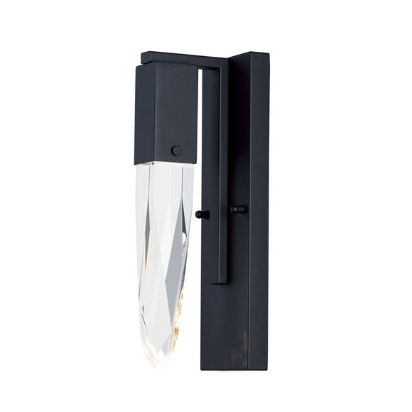 ET2 E31240-20BK Quartz Cristal Biseauté Clair Conduit Applique Murale, 1-Lumière 6 Watts, 15" H x 5" W, Noir
