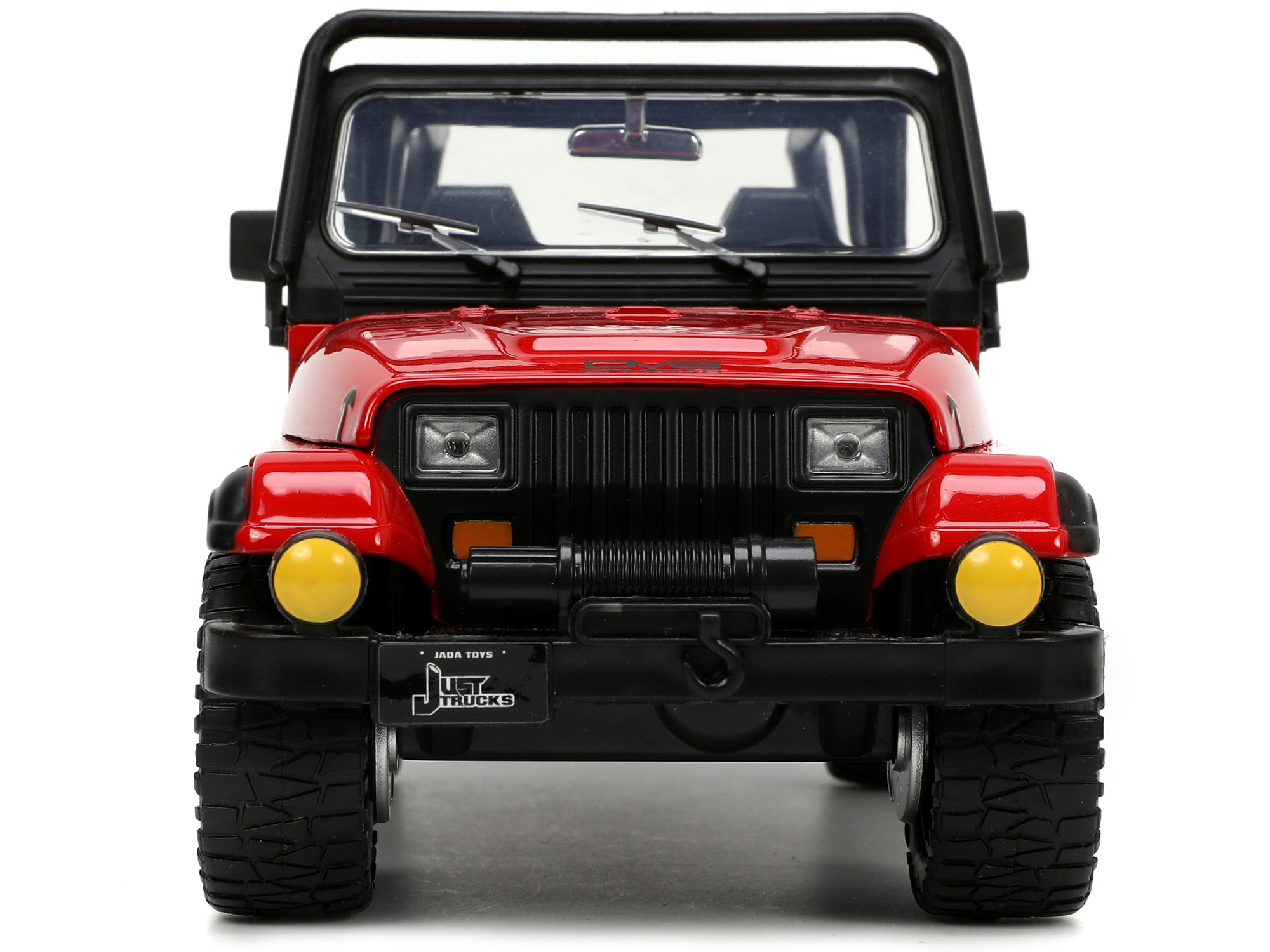 Jada Toys Just Trucks 1:24 1992 Jeep Wrangler Die-cast Car Red/Black with Tire Rack, Toys for Kids and Adults Jada Toys Just Trucks 1:24 1992 Jeep Wrangler Die-cast Car Red/Black with Tire Rack, Toys for Kids and Adults