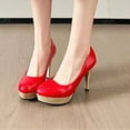 thumbnail image 4 of hopeusnice High Heels Shoes for Women Trendy Non-slip PU Materials Summer and Fall Shoes Tapered High heel Soft Pumps Shoes Breathable Women's High Heels Shoes Round toe Dress Shoes Red 41, 4 of 5