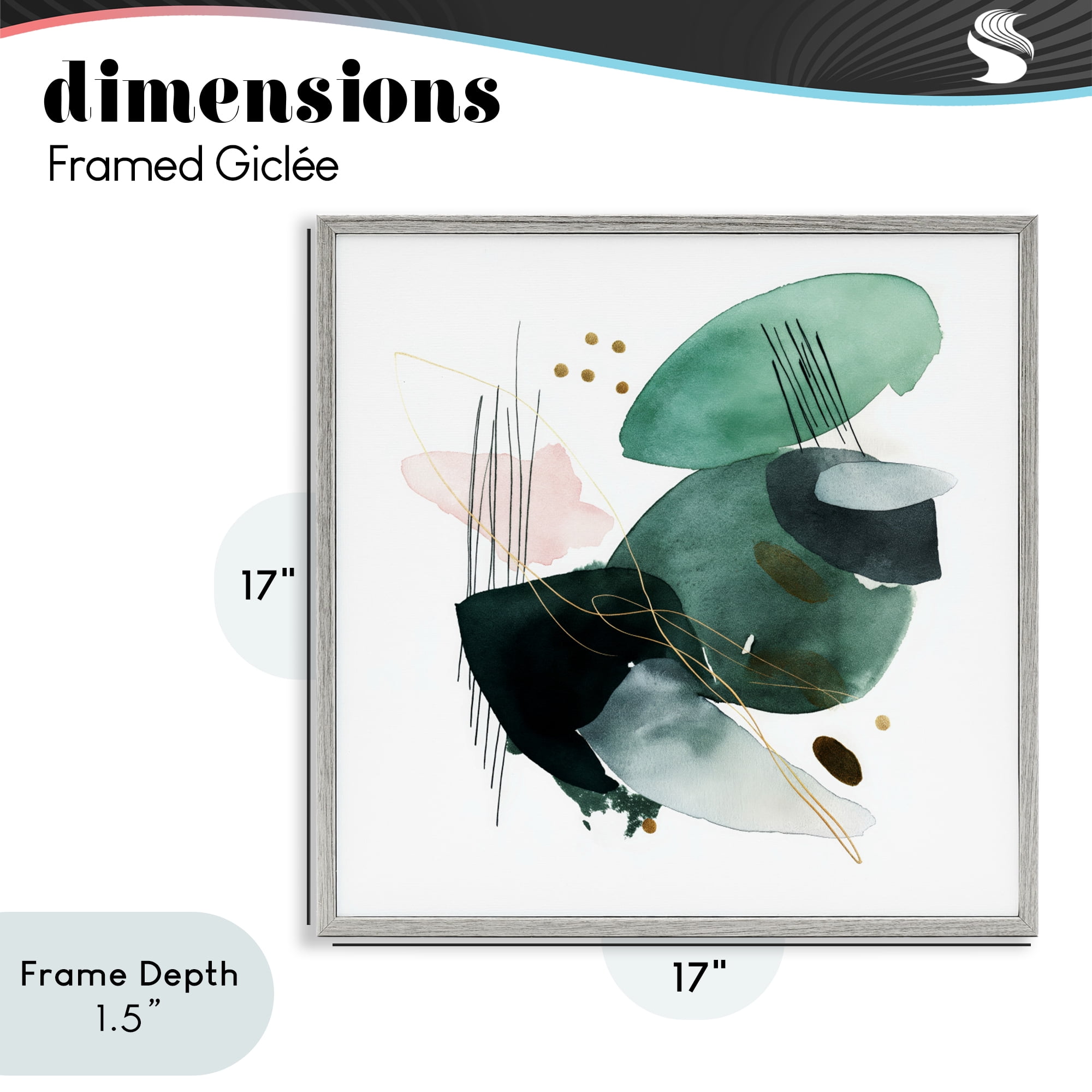 Stupell Industries Verdant Horizon Shapes Gray Framed Giclee Art, design by Svetlana Aleynikova