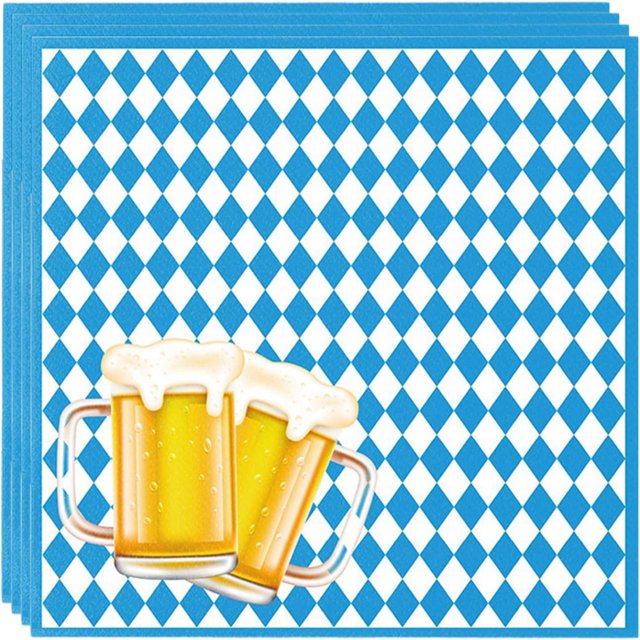 Bavarian Flag Inspired Oktoberfest Napkins, Disposable Party Decorations, Unique Oktoberfest Design, Double-Layer Design, Highly Absorbent Napkins, Blue Diamond Pattern, Perfect