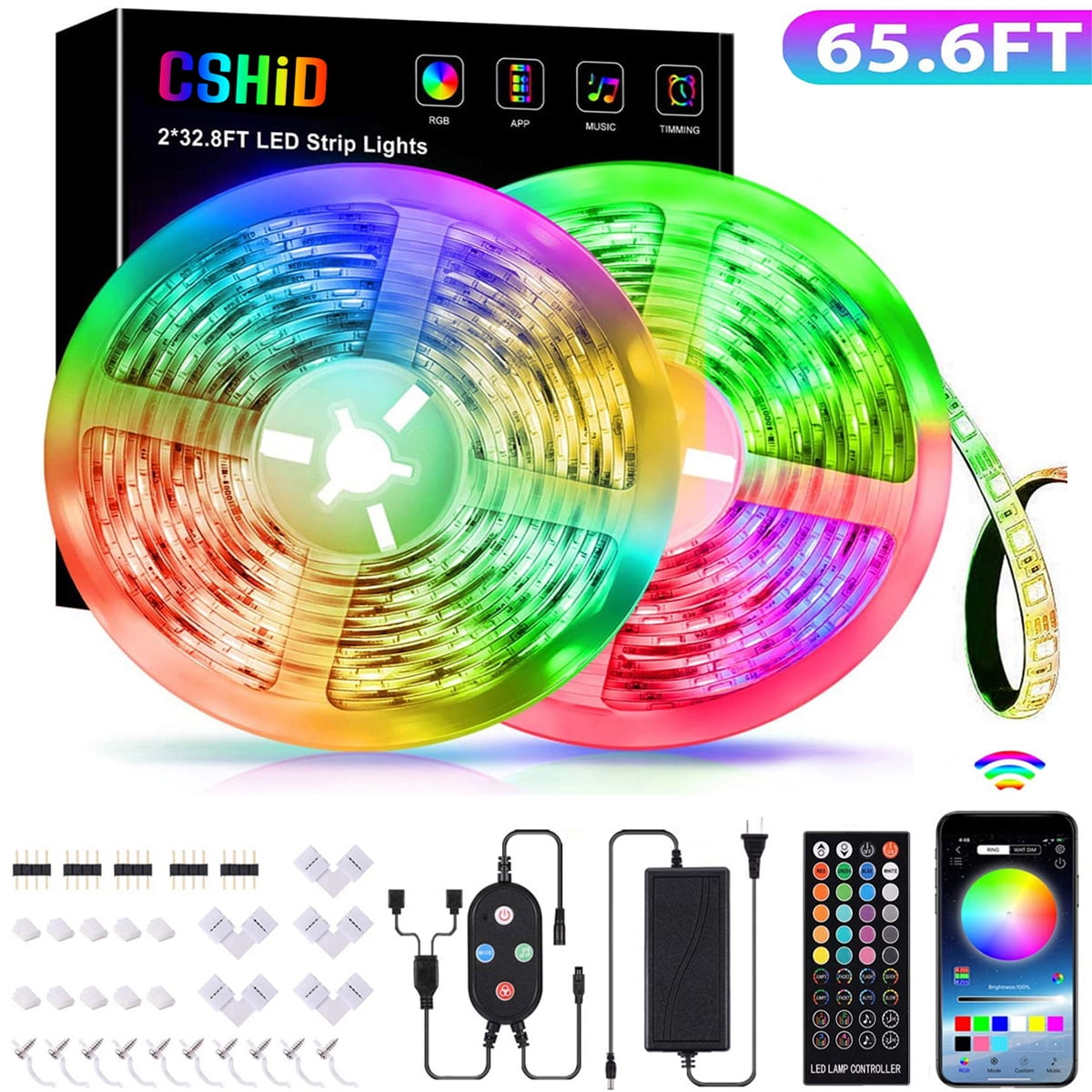 66FT LED 5050 Xmas Fairy Strip Lights 20M With Remote Color Changing DC Full SET 