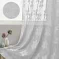 thumbnail image 3 of XWZO Grey Sheer Curtains for Kitchen 2 Pack, Rod Pocket Light Filtering Voile Semi Sheer Drapes for Window Living Room Kitchen, Lace Short Curtains 52 x 45 Inch Length, Grey, 3 of 6