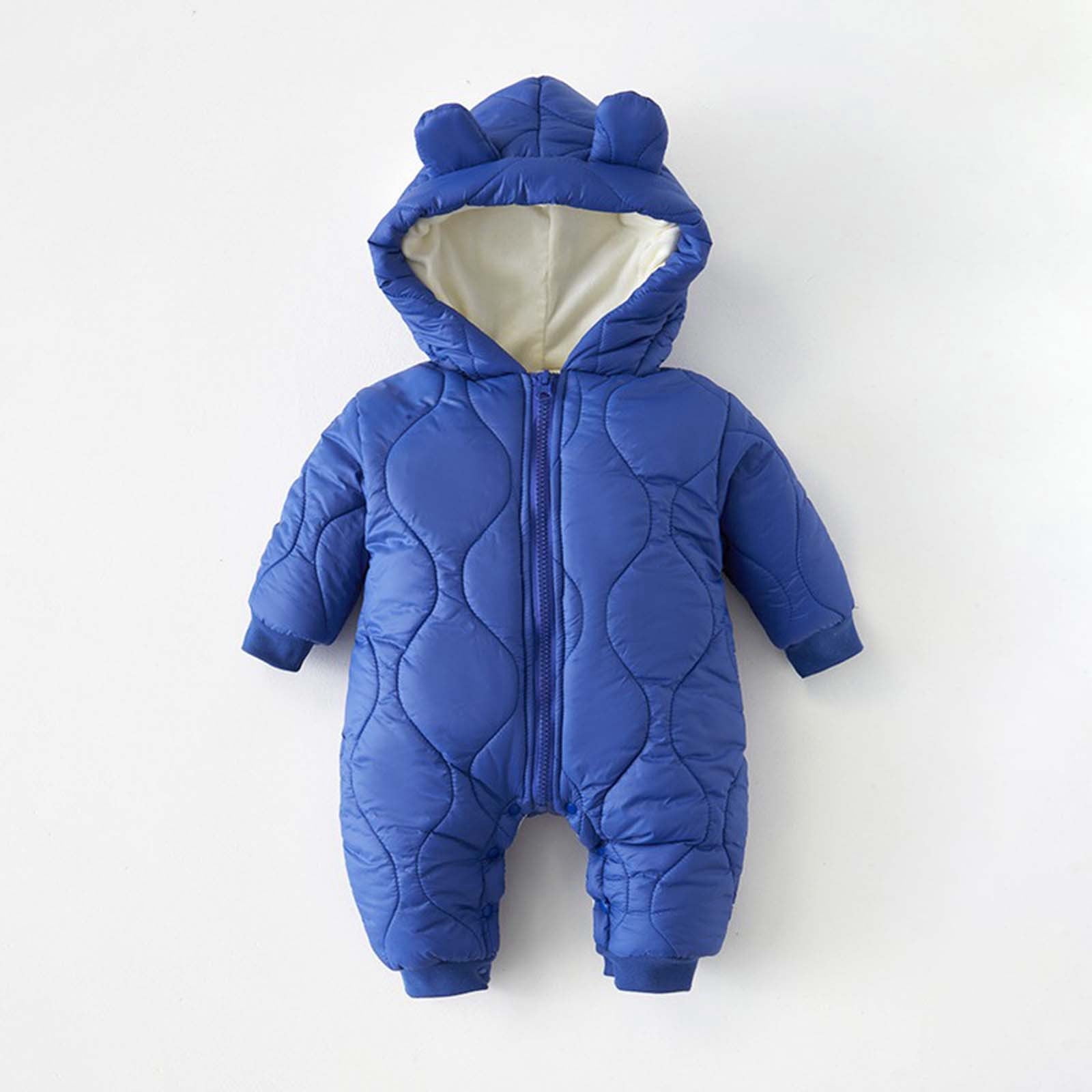 Kids Jacket,Baby Snowsuit Winter Jumpsuit for Boys Girls Hooded Jacket Coat One-Piece Outerwear for Snow Play,Girls Jacket,Blue,3-6 Months