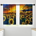 thumbnail image 4 of Summer Painting Sunflower Flower Kitchen Curtains, Colorful Blue Contemporary Short Window Curtains Set of 2, Window Treatment Tier Curtain for Kitchen Over Sink Dining Room Decor (26x36 Inch), 4 of 6
