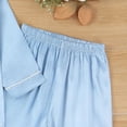 thumbnail image 4 of Cathalem Unisex Kids Boys Girls Pajama Sets Winter Long Sleeve Long Pants 2pcs Silky Sleepwear Button Down Loungewear Light Blue 6-7 Years, 4 of 7