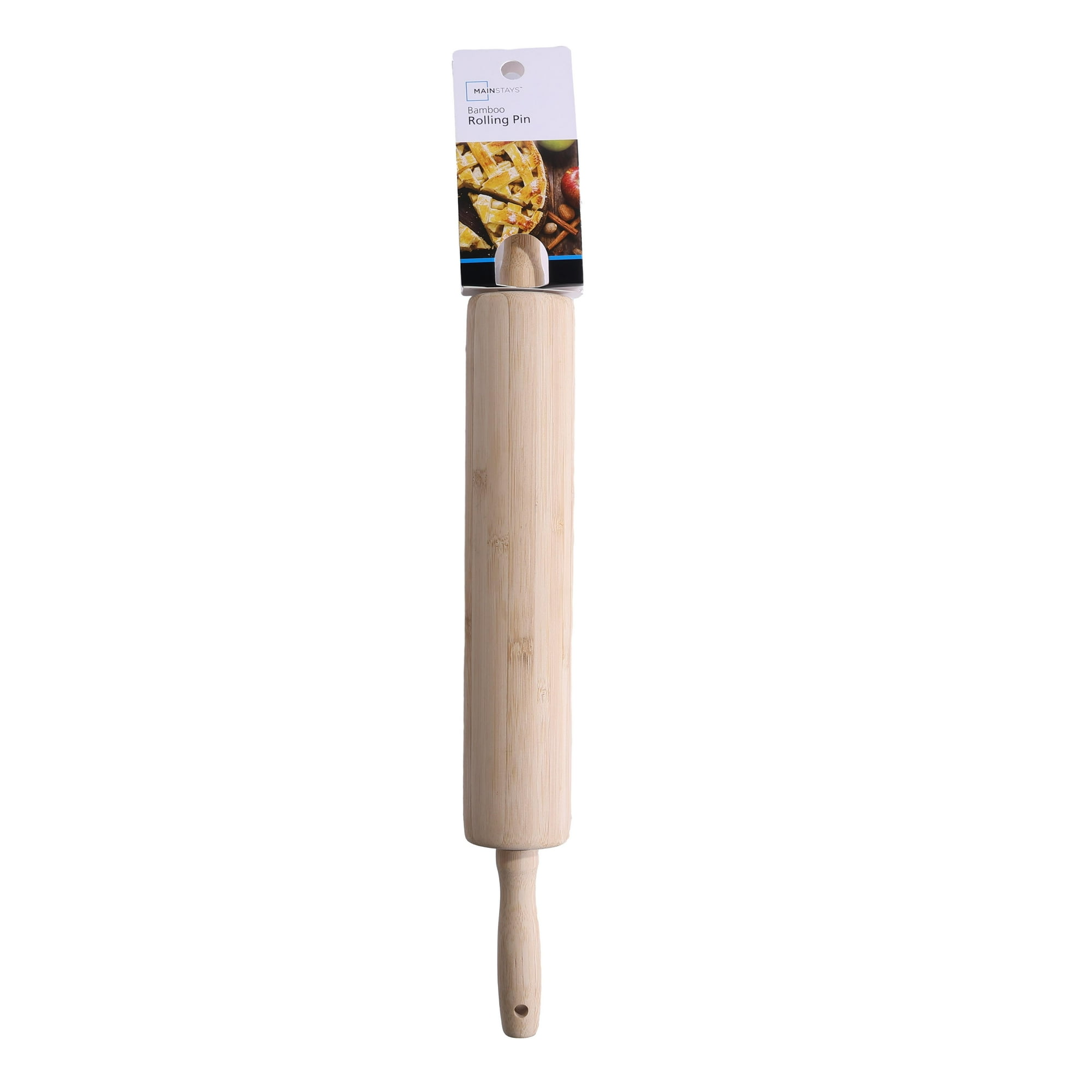 Mainstays Classic Bamboo Rolling Pin, 18.3" x 2.16", Bamboo Color