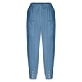 thumbnail image 3 of Pantalones recortados de moda para mujer Pantalones de pierna ancha con bolsillos cómodos (Azul XL) FLhrweasw Para estrenar, 3 of 9
