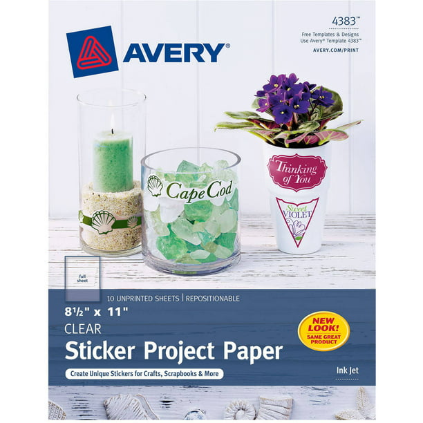 Avery Clear Sticker Project Paper, 81/2" x 11", Pack of 10 Walmart