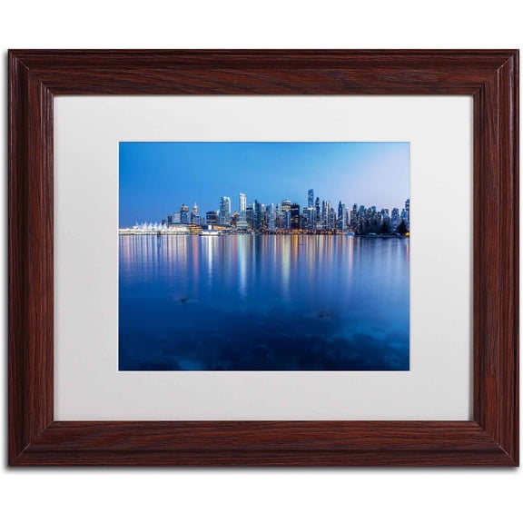 Trademark Fine Art "Vancouver City Reflection" Canvas Art by Pierre Leclerc, White Matte/Wood Frame