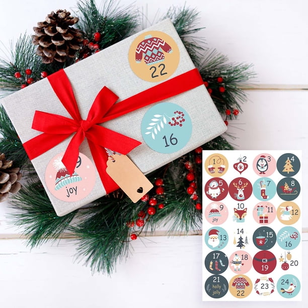 XWSHYW Decoraciones Navideñas Pegatinas Navideñas Autoadhesivas Circulares
