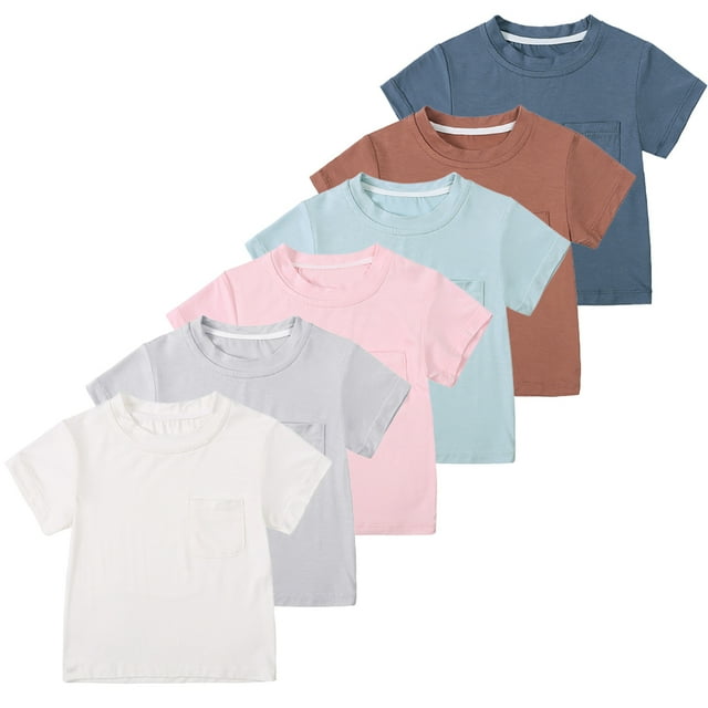KYAIGUO T-Shirt Unisexe à Manches Courtes pour Bébé, Col Rond, Couleur Unie, Été