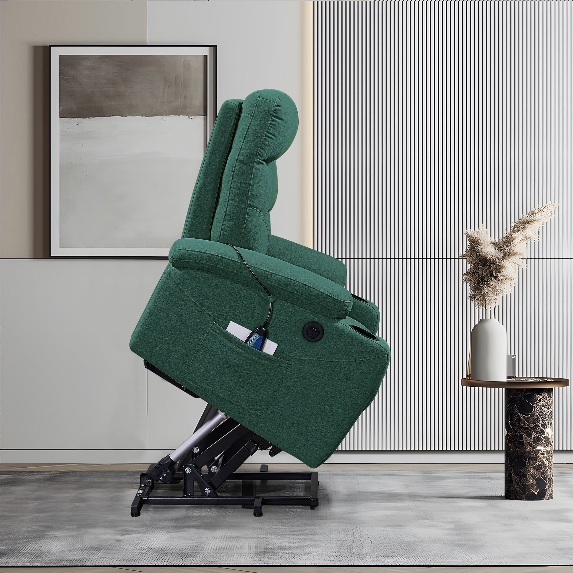 Kadyn Rocking Recliner Chair, Electric Power Lift Recliner Chair Sofa with Massage and Heat for Elderly for Living Room Bedroom, USB Ports, Green Kadyn Rocking Recliner Chair, Electric Power Lift Recliner Chair Sofa with Massage and Heat for Elderly for Living Room Bedroom, USB Ports, Green
