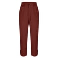 thumbnail image 5 of WAYUTE Women High Waist Straight Leg Cargo Pants Button Zip Front Patch Pockets Ankle Length Casual Chino Trousers Outdoor,,2XL, 5 of 5