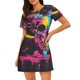 thumbnail image 1 of Easygdp Neon Gothic Skull Moon Camisón de manga corta para mujer, informal, estampado, 1 of 6