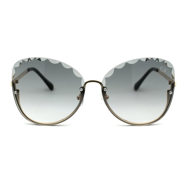 SA106 - Womens Petal Bevel Lens Upside Down Half Rim Fashion Sunglasses ...