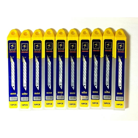 100PCS Pack Snap Off 9mm Cutter Retractable Utility Knife Replacement Blades Refill