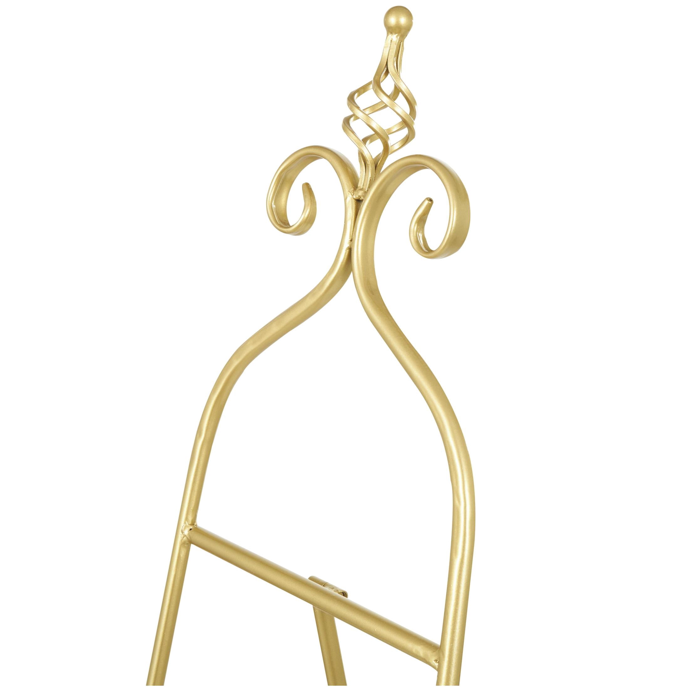 DecMode 21" x 63" Gold Metal Tall Adjustable Floor 3 Level Scroll Easel, 1-Piece