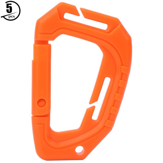 Mosquetón ligero de tamaño mediano para escalada al aire libre, hebilla de gancho para mochila en forma de D, 5 uds. (naranja)
