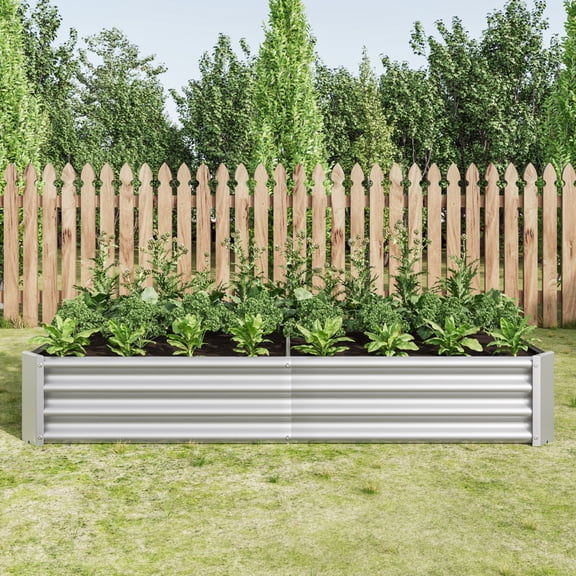 Gearwell Raised Garden Bed, 6 x 3 x 1 ft Silver Metal Rectangle Planter Box, Outdoor Vegetable Bed for Plants Flowers Herbs, Backyard Patio Raised Garden Growing Area