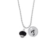 thumbnail image 2 of Delight Jewelry Silvertone Black Faceted Glass Spinner Silvertone Script Initial Disc - F - Charm Necklace, 20"+3", 2 of 4