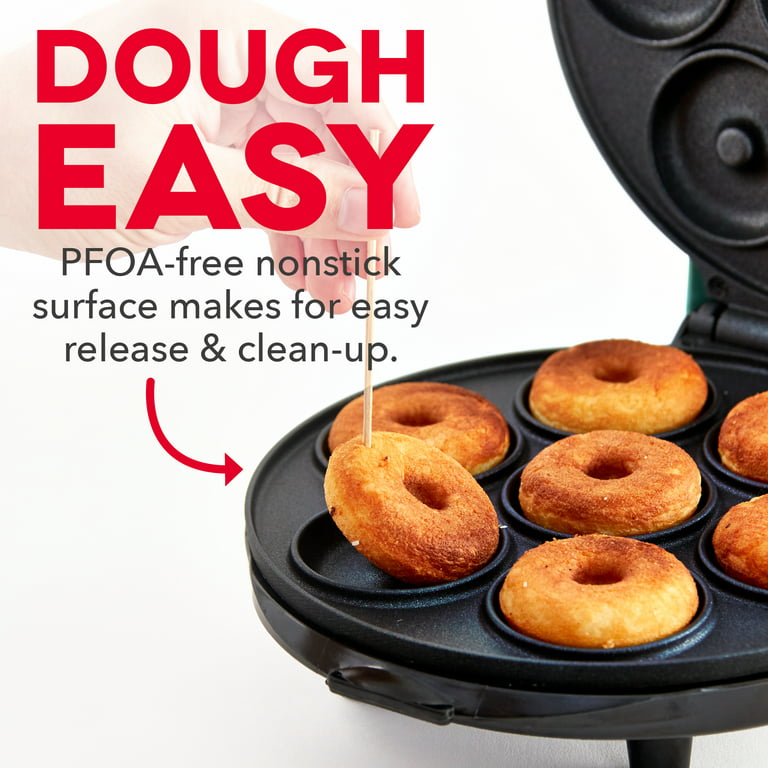 Dash Express Mini Donut Maker for Kid-Friendly Breakfast, Snacks, &  Desserts with Non-Stick Surface, Makes 7 Doughnuts - Aqua - 10.6 in L x 3.9  in H x
