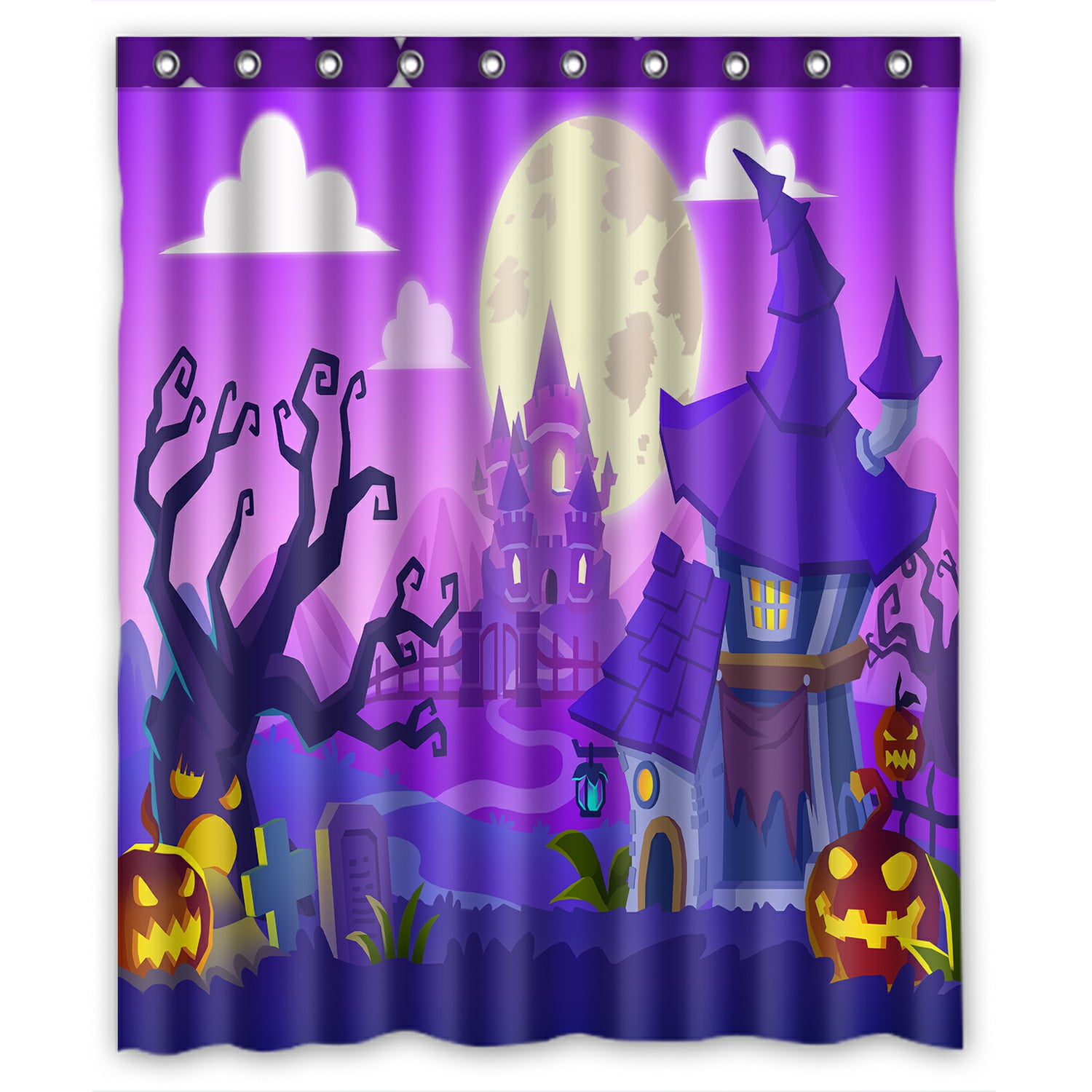 Details about   Halloween Night Cartoon Zombie Undead Dog Waterproof Fabric Shower Curtain Set