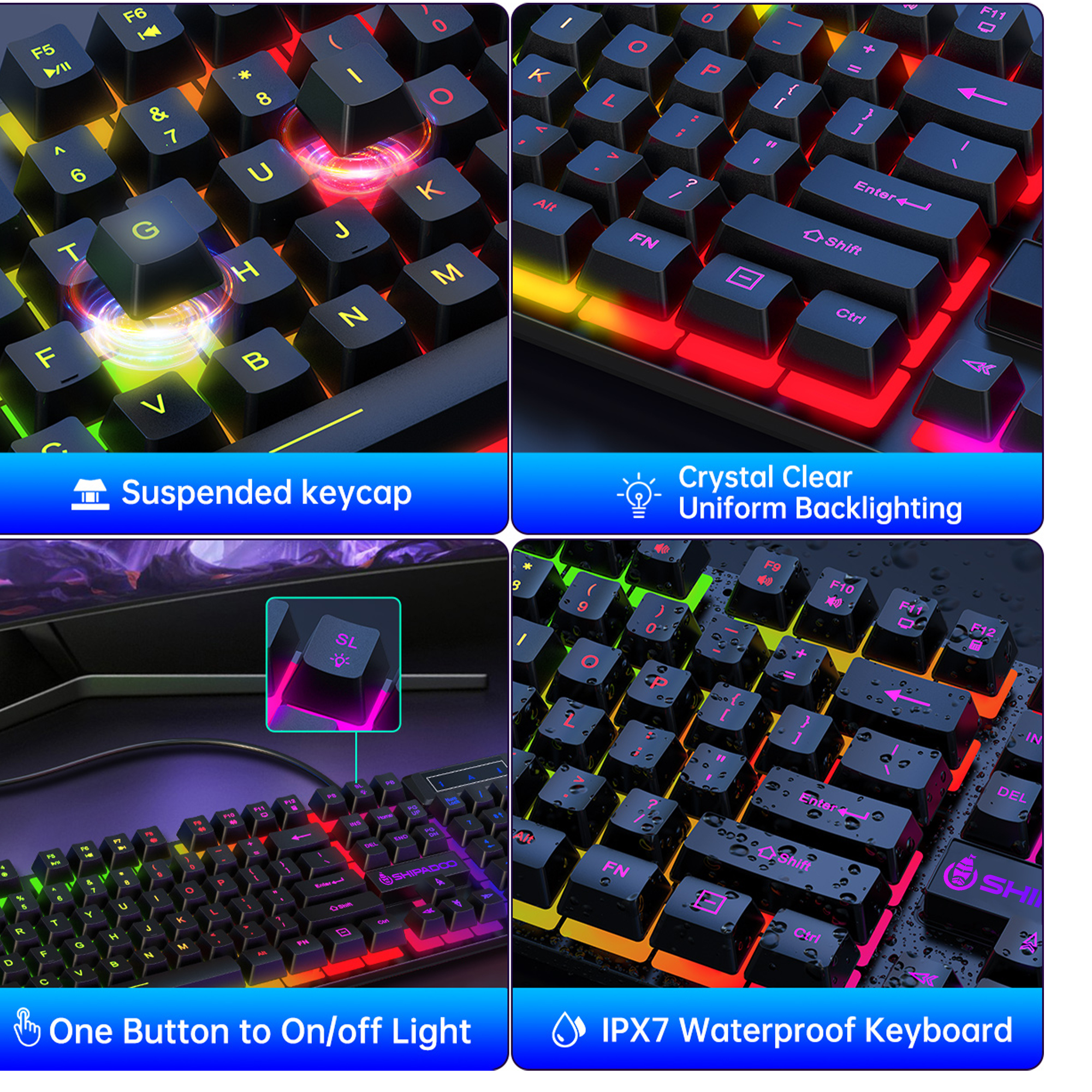Cshidworld Gaming Keyboard and Mouse Combo RGB Backlit photo 6