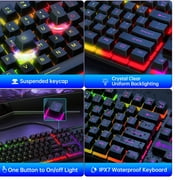 Gaming Keyboard and Mouse Combo, RGB LED Backlit Wired Computer Keyboard, Rainbow Light Up USB Keyboard with 26 Anti-ghosting Keys for PC Gamer, Laptop, Office, Black