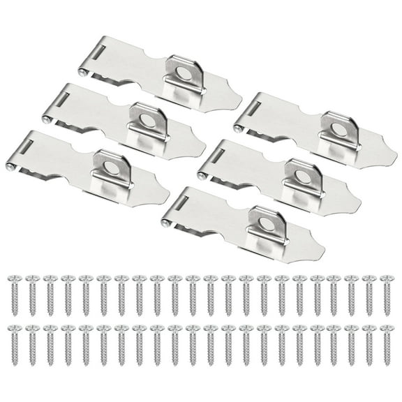 Uxcell Door Lock Hasp Latch 2.6 Inch, Stainless Steel Safety Hasp Lock Clasp Hinge with Screws,Silver 6 Pcs