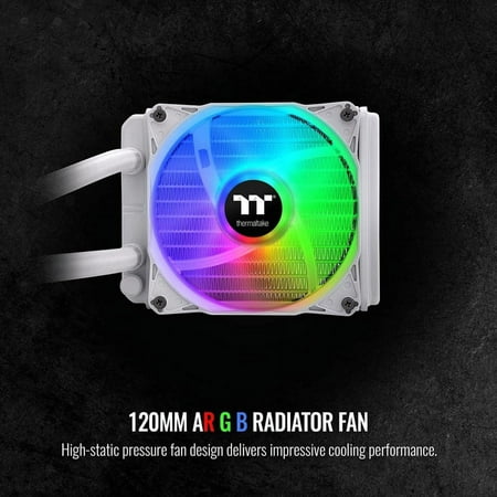 Thermaltake - TH120 ARGB Motherboard Sync Snow Edition All-in-One Liquid Cooling System 120mm High Efficiency Radiator CPU Cooler - White