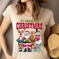 thumbnail image 4 of All Booked For Christmas T-Shirt | Santa Reindeer Gingerbread Reading Tee, Navy, Size 2XL, 4 of 6