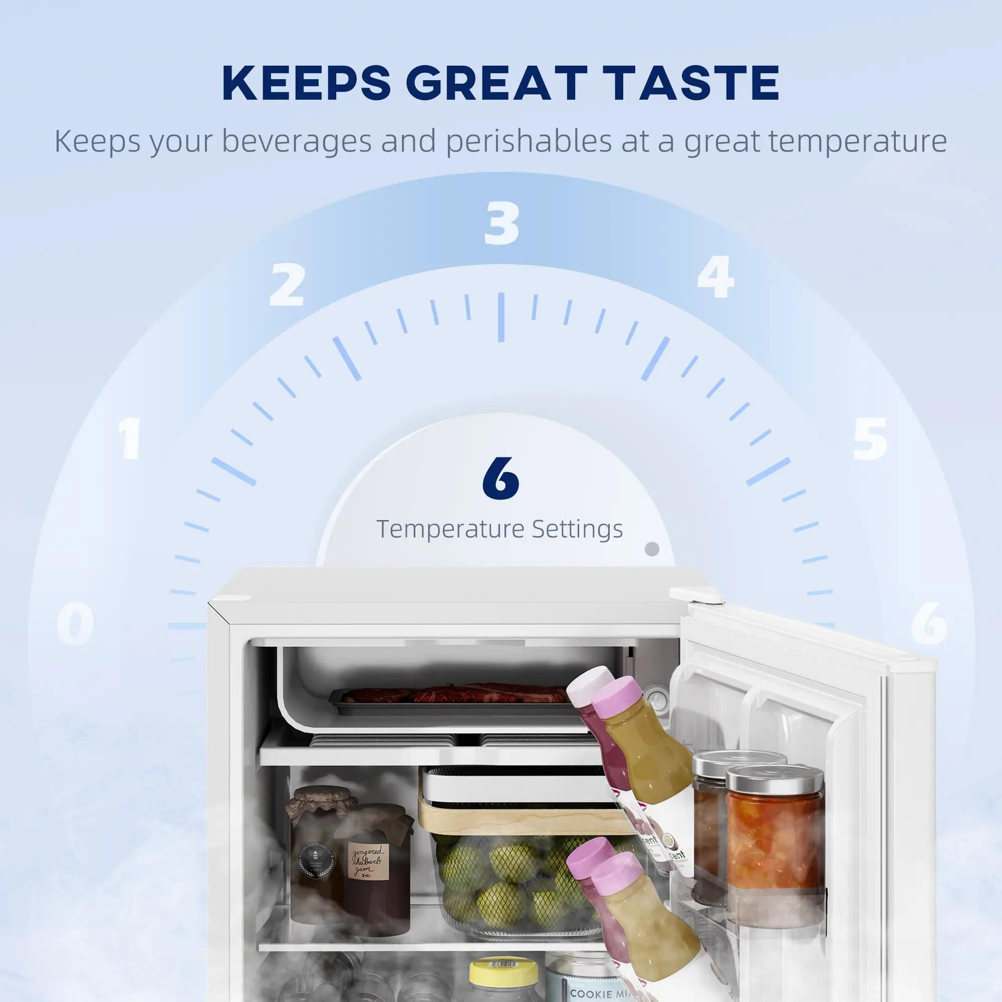 Resenkos 2.5 Cu.Ft Mini Fridge, Single Door Compact Refrigerator with Freezer, Reversible Door, White