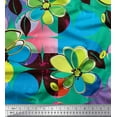 thumbnail image 1 of Soimoi Georgette Viscose Fabric Colorful Flowers Clip Art Printed Fabric 1 Yard 42 Inch Wide, 1 of 3