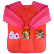 Childrens Kids Toddler Red Waterproof Play Apron Smock with 3 Roomy Pockets - Painting, Baking, Cooking, Smock - Age 2-4 Years (Paints and Brushes not Included)
