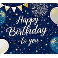 thumbnail image 3 of Navy Blue Happy Birthday Banner with Balloons Fireworks Stars Background for Birthday Party Decorations Photography Props Party Supplies Photo Booth Backdrop Decors, 3 of 8
