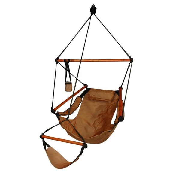 Hanging Hammock Air Chair, Wooden Dowels, Tan