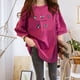 thumbnail image 5 of Camiseta de mujer estampada de manga corta con cuello redondo, camiseta holgada de verano, rosa roja, L sidaley  AP001204-38B, 5 of 7