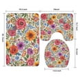 thumbnail image 3 of Pioneer Flower Floral Print Pattern Bathroom Rugs Sets 3 Piece,Toilet Cover Set,Absorbent Non Slip Bathroom Mats Sets with U-Shaped Contour Rug Toilet Rug Set, 3 of 5