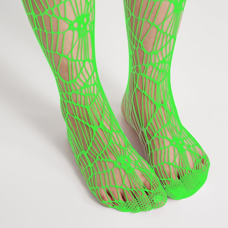 Women Halloween Stockings Glow In The Dark Sheer Fishnet Tights Socks 