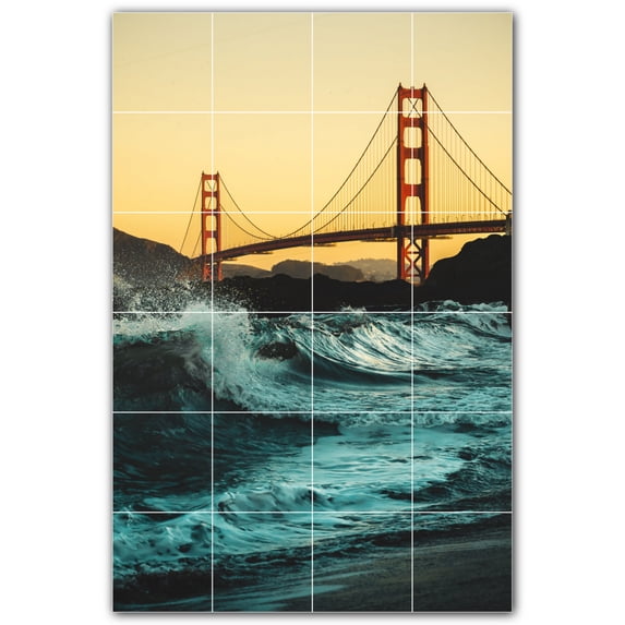 Picture-Tiles.com: Bridge Ceramic Tile Wall Mural WAL500256-46L. 32"W x 48"H using (24) 8" x 8" Ceramic Tiles-Satin Finish