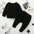 thumbnail image 4 of Toddler Baby Boys Clothes Baby Boy Outfits 18-24 Months Toddler Boys Letter Print Long Sleeve Round Neckline Tops Ripped Pants 2PCS Set Black, 4 of 8