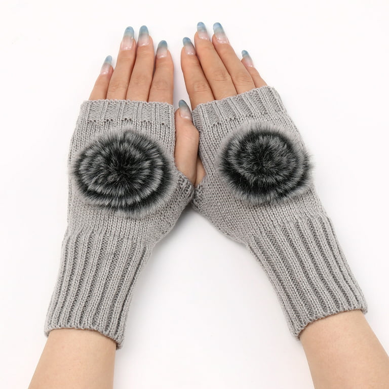 BOOMILK Fingerless Gloves for Women Warm Winter Windproof Elastic Thermal  Outdoor Gloves Grey 