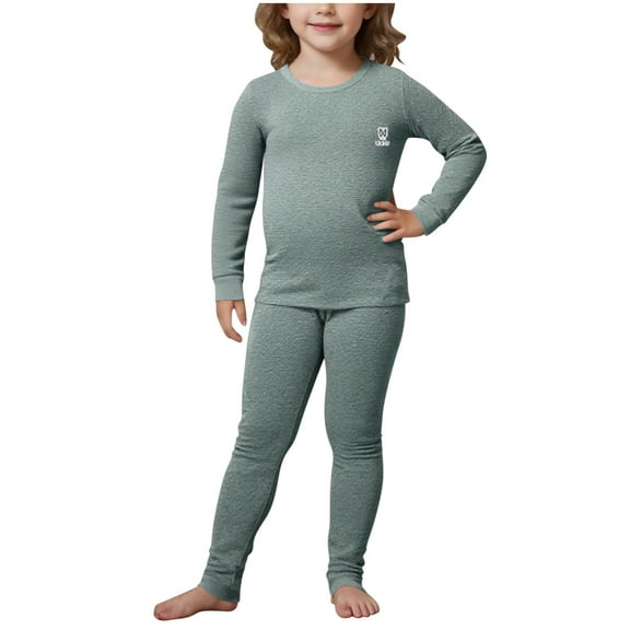 ZACPNCV Thermal Underwear for Kids Toddler Winter Base Layer Long Johns Sets for Girls Boys Green 9-10 Years