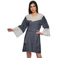 thumbnail image 1 of Moomaya Cotton Robe Plus Size Women Dressing Gown Printed Nightwear With Lace, 1 of 6