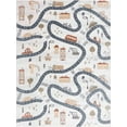 thumbnail image 3 of Hauteloom Mave Boys Room, Kids Room, Playroom Machine Washable Area Rug - Road Traffic Car City Carpet - Gray, Cream, Beige, Black - 9'2" x 12', 3 of 15